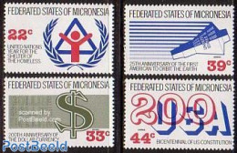 Micronesia 1987 Mixed Issue 4v, Mint NH, Transport - Various - Space Exploration - Banking And Insurance - Micronesië