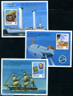 Micronesia 1997 Deepsea Explorers 3 S/s, Mint NH, Nature - Sport - Transport - Fish - Diving - Ships And Boats - Fishes