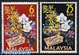 Malaysia 1963 Orchid Conference 2v, Mint NH, Nature - Flowers & Plants - Orchids - Sonstige & Ohne Zuordnung