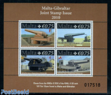 Malta 2010 Big Artillery S/s, Joint Issue Gibraltar, Mint NH, Various - Joint Issues - Weapons - Gemeinschaftsausgaben