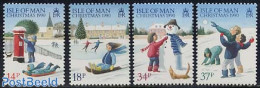 Isle Of Man 1990 Christmas 4v, Mint NH, Nature - Religion - Cats - Dogs - Christmas - Weihnachten