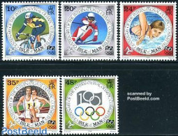 Isle Of Man 1994 I.O.C. Centenary 5v, Mint NH, Sport - Athletics - Cycling - Olympic Games - Skiing - Swimming - Atletica