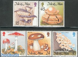 Isle Of Man 1995 Mushrooms 5v, Mint NH, Nature - Mushrooms - Funghi