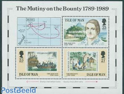 Isle Of Man 1989 Mutiny On The Bounty S/s, Mint NH, Transport - Various - Stamps On Stamps - Ships And Boats - Joint I.. - Francobolli Su Francobolli