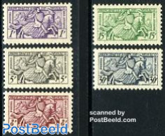Monaco 1951 Seal Of Prince 5v, Mint NH, History - Nature - Knights - Horses - Nuevos