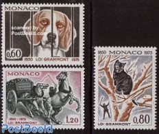 Monaco 1975 Animal Protection 3v, Mint NH, Nature - Animals (others & Mixed) - Cats - Dogs - Horses - Unused Stamps