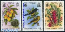 Montserrat 1985 National Symbols 3v, Mint NH, Nature - Birds - Flowers & Plants - Fruit - Obst & Früchte