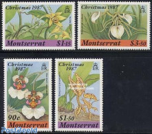 Montserrat 1987 Christmas, Orchids 4v, Mint NH, Nature - Religion - Flowers & Plants - Orchids - Christmas - Noël