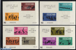 Mexico 1968 Olympic Games 4 S/s, Mint NH, Nature - Sport - Horses - Athletics - Boxing - Kayaks & Rowing - Olympic Gam.. - Athletics