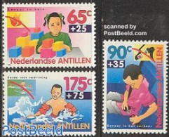 Netherlands Antilles 1993 Child Welfare 3v, Mint NH, Sport - Transport - Various - Swimming - Fire Fighters & Preventi.. - Natación