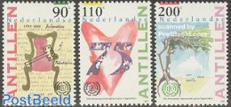 Netherlands Antilles 1994 O.L.O. 3v, Mint NH, History - Nature - I.l.o. - Trees & Forests - Art - Handwriting And Auto.. - Rotary, Lions Club