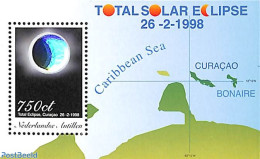 Netherlands Antilles 1998 Solar Eclipse, Hologram S/s, Mint NH, Science - Various - Astronomy - Holograms - Maps - Astrología