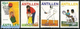 Netherlands Antilles 1999 Child Welfare 4v, Mint NH, Sport - Basketball - Fencing - Golf - Tennis - Baloncesto