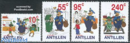 Netherlands Antilles 2002 Comics 4v, Mint NH, Nature - Transport - Various - Dogs - Post - Traffic Safety - Toys & Chi.. - Posta