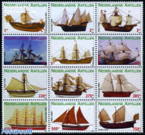 Netherlands Antilles 2009 Ships 12v, Sheetlet, Mint NH, Transport - Ships And Boats - Schiffe