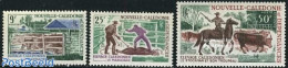 New Caledonia 1969 Cattle 3v, Mint NH, Nature - Cattle - Horses - Nuevos