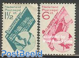 Netherlands 1931 Gouda Church Windows 2v, Mint NH, Religion - Churches, Temples, Mosques, Synagogues - Art - Photograp.. - Unused Stamps