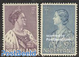 Netherlands 1934 Crisis, Wilhelmina & Juliana 2v, Mint NH, History - Kings & Queens (Royalty) - Unused Stamps