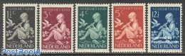 Netherlands 1938 Child Welfare 5v, Mint NH, Nature - Performance Art - Birds - Fish - Music - Musical Instruments - Unused Stamps