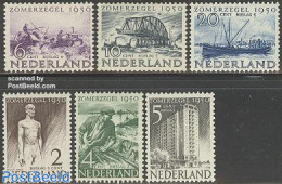 Netherlands 1950 Summer Issue, Reconstruction 6v, Mint NH, Transport - Various - Ships And Boats - Agriculture - Art -.. - Ungebraucht