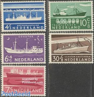 Netherlands 1957 Summer, Ships 5v, Mint NH, Nature - Transport - Birds - Fishing - Sea Mammals - Ships And Boats - Nuevos