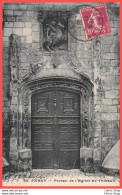 JOIGNY (89) - CPA 1936 - Portail De L'Eglise Saint-Thibault - Semeuse Camée 2ème Série 20c Lilas-rose - Joigny