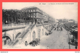 ALGER CPA ± 1930 LE SQUARE BRESSON - BD DE LA RÉPUBLIQUE LES RAMPES TRAMWAY AUTOMOBILE CAMION - Algerien