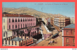 ALGER CPA 1930 Le Lycée Et L'avenue De La Marne - Tramway - Éd. La Cigogne N°12  - Algiers