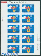 Netherlands 1997 Birth Stamp, Tien Voor De Baby M/s S-a, Mint NH, Nature - Birds - Ongebruikt