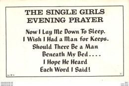 Comic Postcard PAULA Company 40s THE SINGLE GIRLS EVENING PRAYER -  - Humor