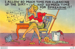 Vintage 1940s  Comic Linen Postcard Tichnor - I ALLOW SO MUCH TIME FOR CLEANING UP THE DIRT... - Humour
