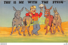 Comic Linen Postcard Tichnor 1940s "THIS IS ME WITH THE STEIN" Mule Donkey Beer - Humor