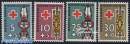 Dutch New Guinea 1958 Red Cross, Ancester Sculptures 4v, Mint NH, Health - Red Cross - Croix-Rouge