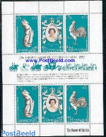 New Hebrides 1978 Silver Coronation S/s F, Mint NH, History - Nature - Kings & Queens (Royalty) - Poultry - Ongebruikt