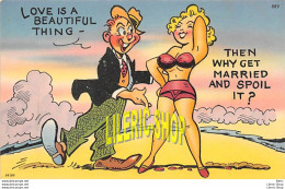 Vintage 1940s  Comic Postcard Tichnor - Pretty Blonde Risque Love Is A Beautiful Thing Why Spoil It ? - - Humour