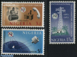 Nigeria 1965 ITU Centenary 3v, Mint NH, Science - Transport - Various - Telecommunication - Space Exploration - I.T.U. - Télécom
