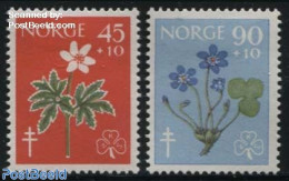 Norway 1960 Flowers, Health 2v, Mint NH, Health - Nature - Health - Flowers & Plants - Ongebruikt