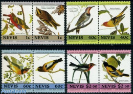 Nevis 1985 J.J. Audubon, Birds 4x2v [:], Mint NH, Nature - Birds - St.Kitts E Nevis ( 1983-...)