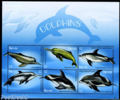 Nevis 2009 Dolphins 6v M/s, Mint NH, Nature - Sea Mammals - St.Kitts Y Nevis ( 1983-...)