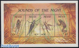 Nevis 1989 Night Animals S/s, Mint NH, Nature - Frogs & Toads - Insects - Reptiles - St.Kitts En Nevis ( 1983-...)