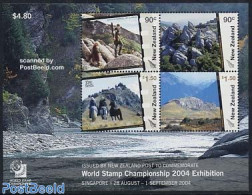 New Zealand 2004 Singapore Exhibition S/s, Mint NH, Nature - Sport - Horses - Mountains & Mountain Climbing - Shooting.. - Nuevos