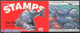 New Zealand 1993 Marine Life 10v In Booklet, Mint NH, Nature - Fish - Stamp Booklets - Neufs