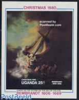 Uganda 1980 Christmas S/s, Rembrandt Painting, Mint NH, Religion - Transport - Christmas - Ships And Boats - Art - Pai.. - Noël