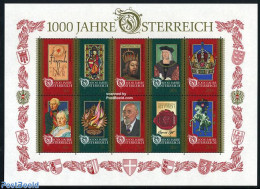 Austria 1996 Austria Millennium 10v M/s, Mint NH, History - Nature - History - Kings & Queens (Royalty) - Horses - Art.. - Unused Stamps