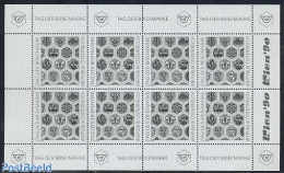 Austria 1990 Wien 1990 Blackprint M/s, Stamp Day, Mint NH, Nature - Transport - Butterflies - Philately - Stamp Day - .. - Ungebraucht