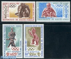 Upper Volta 1968 Olympic Games Mexico 4v, Mint NH, History - Sport - Archaeology - Olympic Games - Art - Sculpture - Archéologie