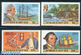 Upper Volta 1978 James Cook 4v, Mint NH, History - Transport - Explorers - Ships And Boats - Explorers