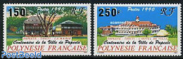 French Polynesia 1990 Papeete Centenary 2v, Mint NH, Art - Architecture - Unused Stamps