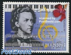 French Polynesia 1999 F. Chopin 1v, Mint NH, Performance Art - Music - Staves - Neufs