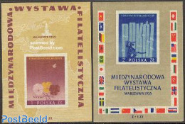 Poland 1955 Warsaw Stamp Exposition 2 S/s, Mint NH, Philately - Neufs